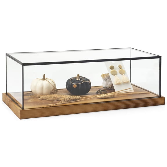 Displays2go Antique Wooden Counter Display Case, Lift-Off Top  Clear (DCPIPELM)