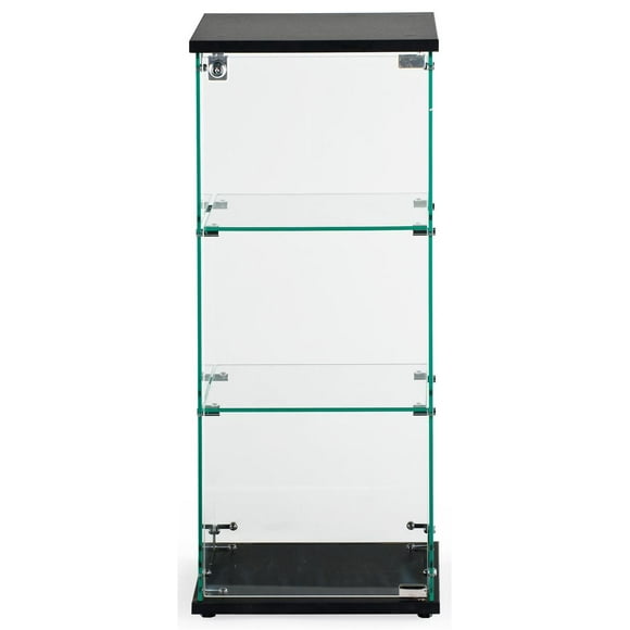 Displays2go Countertop Glass Showcases, Tabletop Mount, 2 Shelves, Wood, Melamine, Glass � Clear,