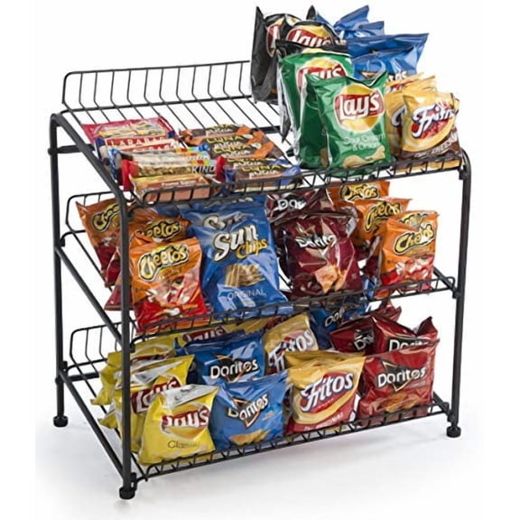 Displays2go Countertop Wire Rack, Three Open Shelves Black (WCR3SBK)