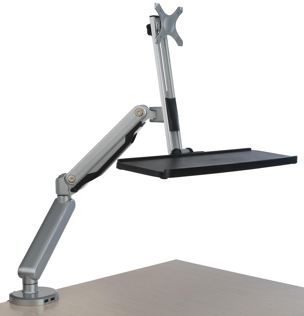 Displays2go Desktop Monitor Arm with Tray, Gas Spring Design, Aluminum ...