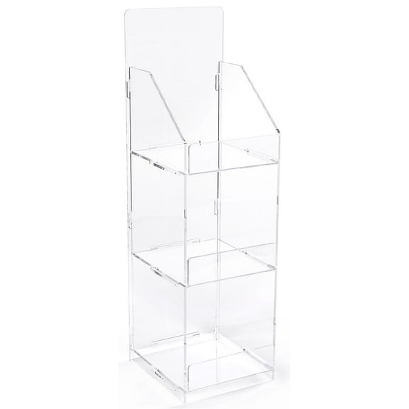 Displays2go Folding Acrylic Merchandising Tower, 3-Tier Clear (ACKNDSQSM)