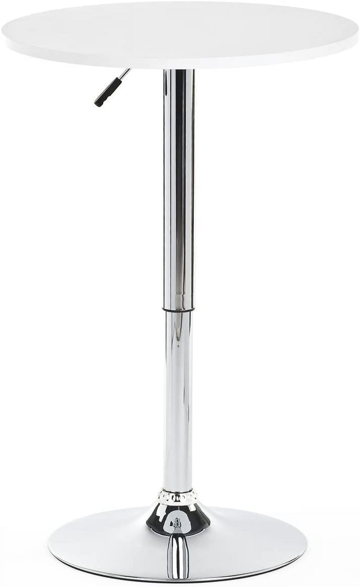 White Round Adjustable Height Counter Bar Table with Chrome Base