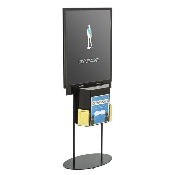 Displays2go LSBST2BKBK Double Sided Poster Stand with Locking Ballot Box, Floor Standing, Black