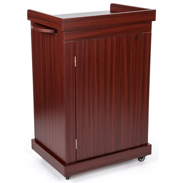 Displays2go Lecterns on Wheels with Locking Mahogany