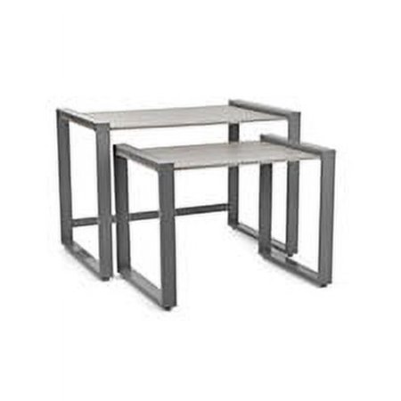 Displays2go Nesting Display Tables w/ Faux Wood Grain Finish, Rectangular, Set of 2 - Gray (SMCMCNT)