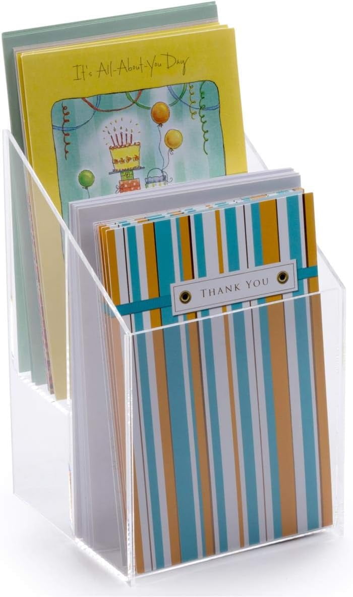 Clear Acrylic 2-Tier Brochure Rack - Holds 8.5x11 Or 4x6 Flyers, Great For Offices & Events