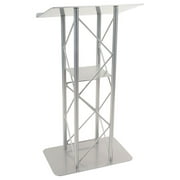 Displays2go Silver Truss Lectern Made From Aluminum & Steel (LCT4PSTPSL)