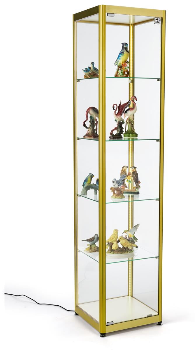 Gold glass curio cabinet online
