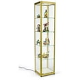 thumbnail image 1 of Displays2go Tempered Glass Curio Cabinet, Adjustable Shelves – Gold (DCKDMT16G), 1 of 1