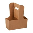 thumbnail image 1 of Dispo Coffee Cup Disposable Tray with Double Handle for Takeout Kraft Paper Holder for Hot Cold Beverages Food Storage makanan, 1 of 8