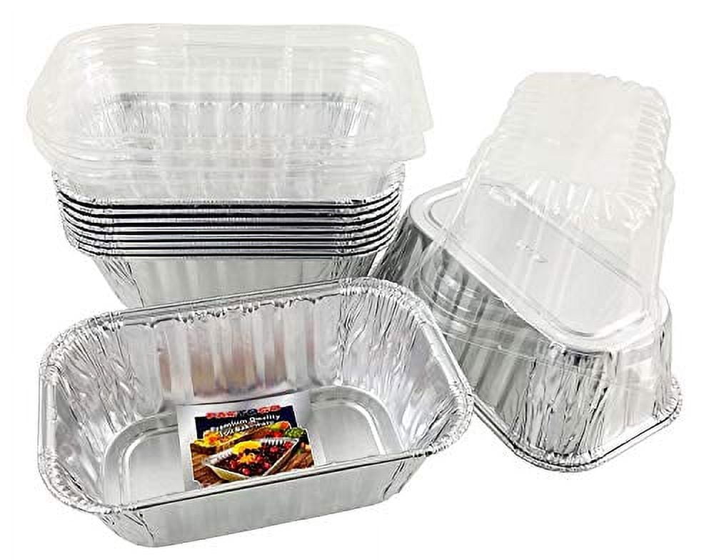 Disposable 1 Lb. Aluminum Mini Loaf Pans With Clear Dome Lids (Pack Of