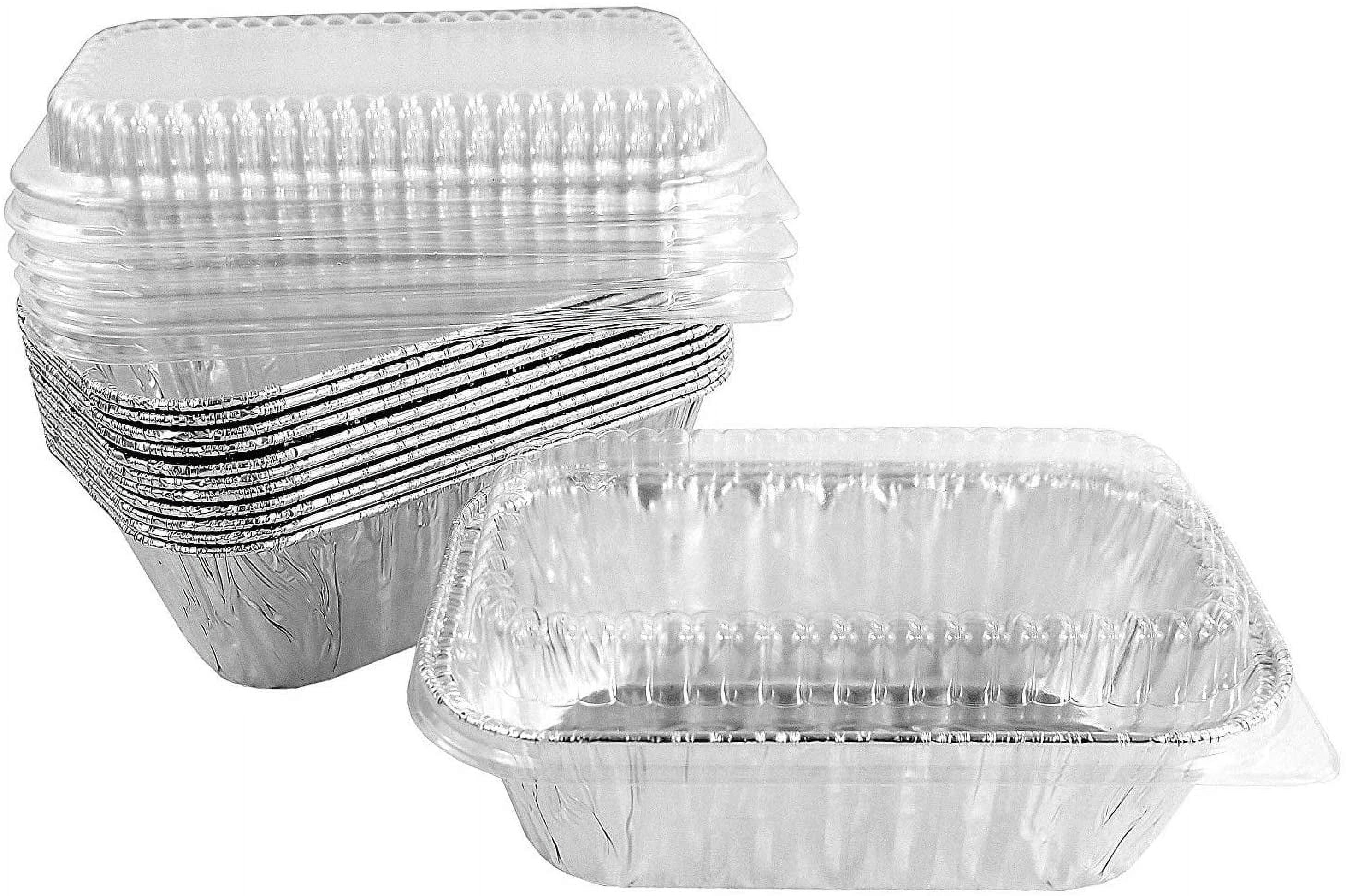Disposable 1 lb. Aluminum Mini Loaf Pans with Clear Low Dome Lids (Pack