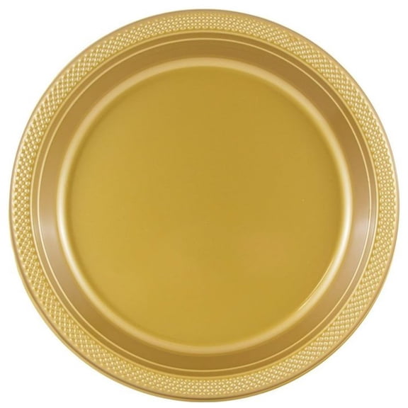 10" Gold Diner Plastic Plates: 4 PCs