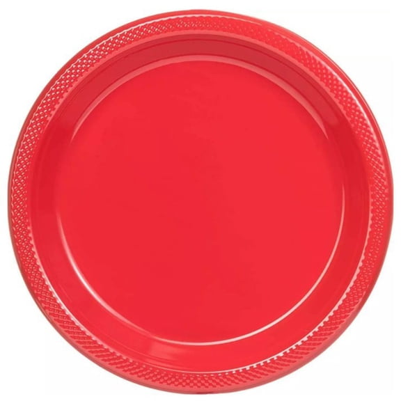 10" Red Diner Plastic Plates: 4 PCs