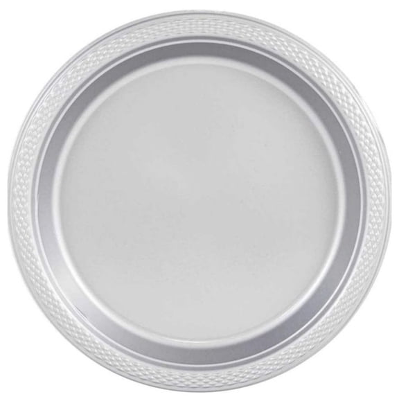 10" Silver Diner Plastic Plates: 4 PCs
