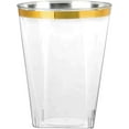 thumbnail image 1 of Disposable 10 oz Square Crystal Clear Plastic Tumblers with Gold Rim - Elegant Disposable Hard Plastic Cups Gold Rimmed - For Party, Weddings, Baby Showers, Events, Fancy Catering Cups (70 Pack), 1 of 2
