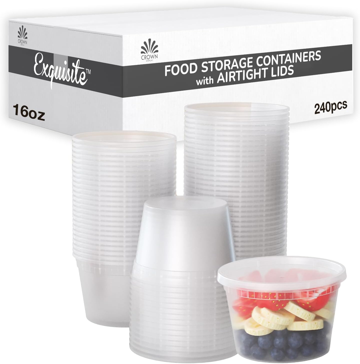 Disposable 16 oz Plastic Containers With Lids 240 Of Each Containers