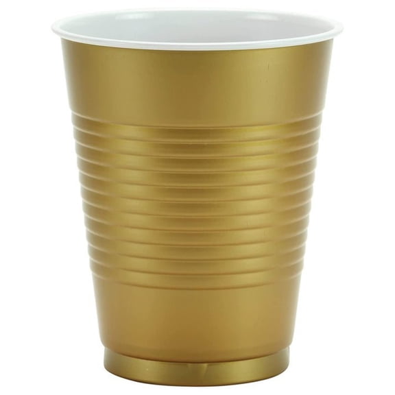 Disposable 18oz Gold Plastic Cups: 4CT