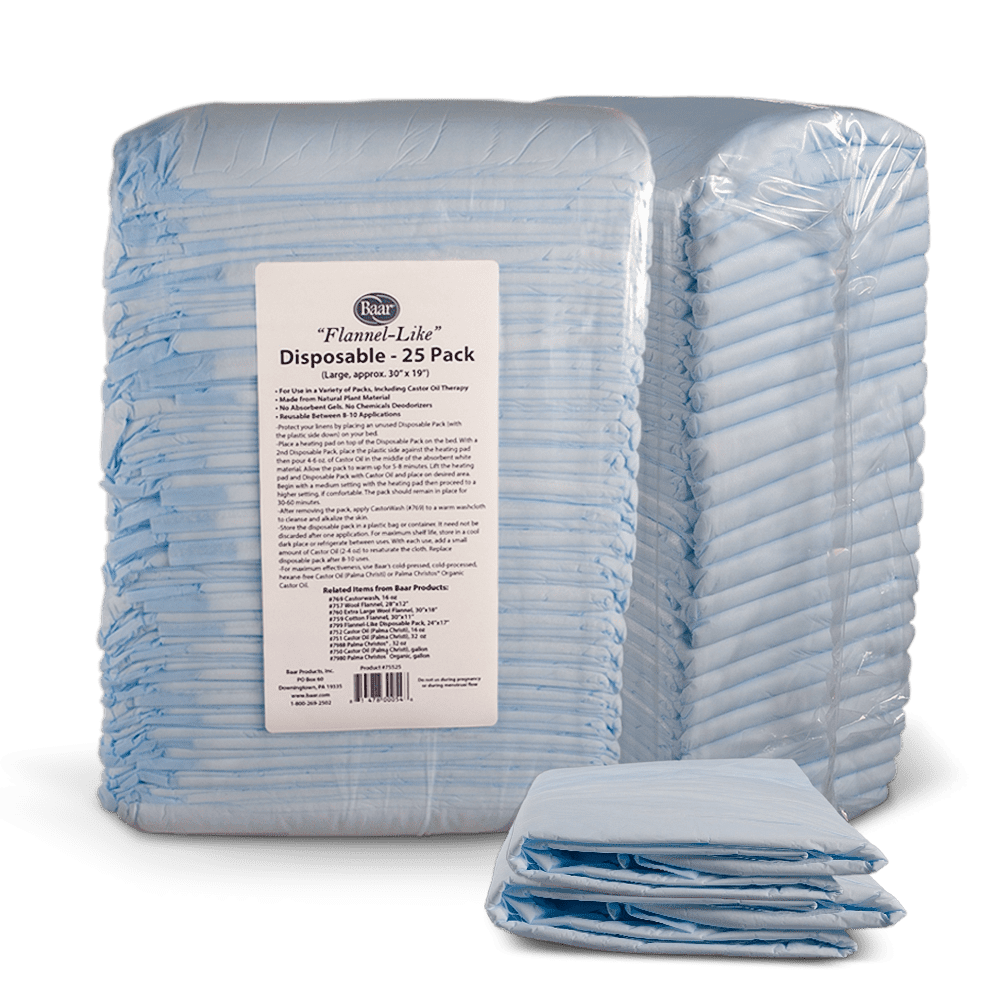 Disposable 25 Pack, 30"X 19", Castor Oil Pack Application