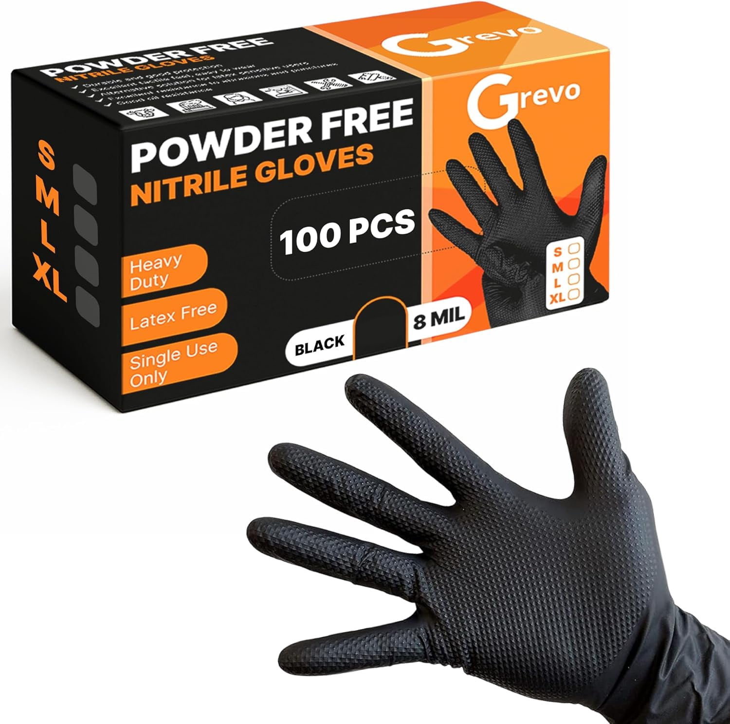 Disposable 5 & 8 Mil Black Nitrile Gloves - Heavy Duty Latex & Powder ...