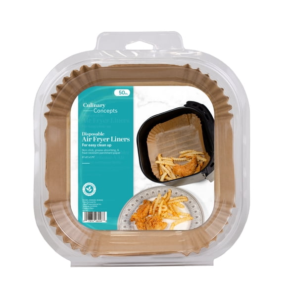 Disposable 6" Square Tan Air Fryer Liner, Set of 50