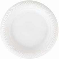 Disposable 6" inch Round White Plastic Plates - China Like Party Plates, Heavy Duty Small Disposable Dessert Plates, Salad Plate, Weddings, Serveware (50)