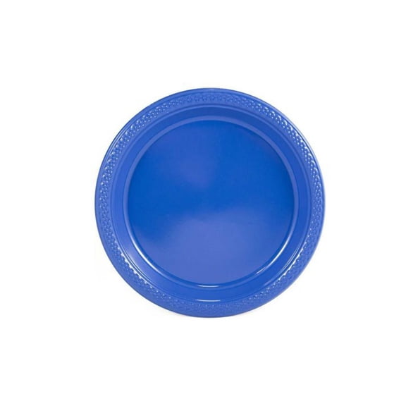 7" Blue Salad Plastic Plates: 6 PCs