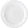 thumbnail image 1 of Disposable 9" inch Round White Plastic Plates - China Like Party Plates, Heavy Duty Small Disposable Dessert Plates, Salad Plate, Weddings, Serveware (800), 1 of 2