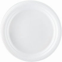 Disposable 9" inch Round White Plastic Plates - China Like Party Plates, Heavy Duty Small Disposable Dessert Plates, Salad Plate, Weddings, Serveware (50)