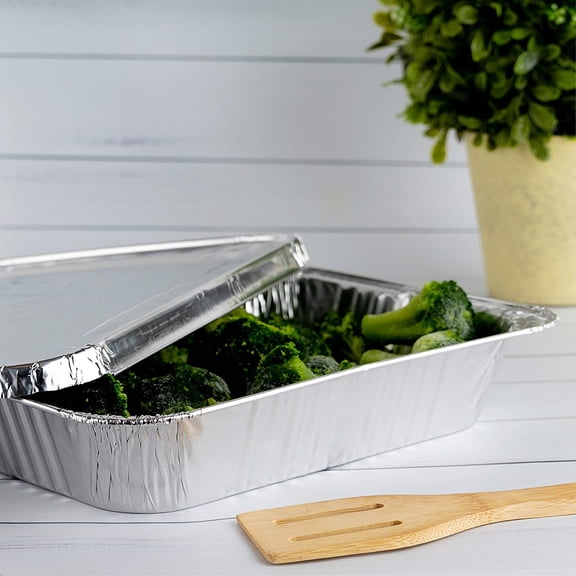 Disposable 9 x 13 Aluminum Foil Pans With Lids Half Size Deep Steam Table Bakeware - Cookware Perfect for Baking Cakes, Bread, Meatloaf, Lasagna Pack of 50 Pans & 50 Lids