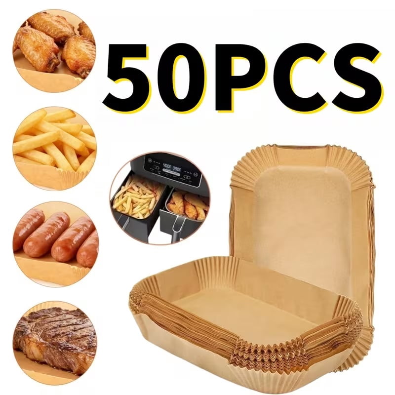Disposable Air Fryer Paper Liners - Oil-Proof, Waterproof, High & Low Temperature Resistant Baking Trays for Air Fryers, Microwaves & Steamers - Essential Kitchen Accessory