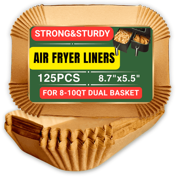 Mikapana Air Fryer liners Disposable Parchment Paper Rectangle 8.7" x 5.5" x 1.7" - 125 Count