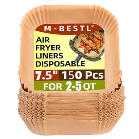 Disposable Air Fryer Parchment Paper Liners, Non-Stick Oil-Proof for 2-5 QT Air Fryers & Microwave, High-Temperature Resistant, 100 Count for Baking Roasting BBQ