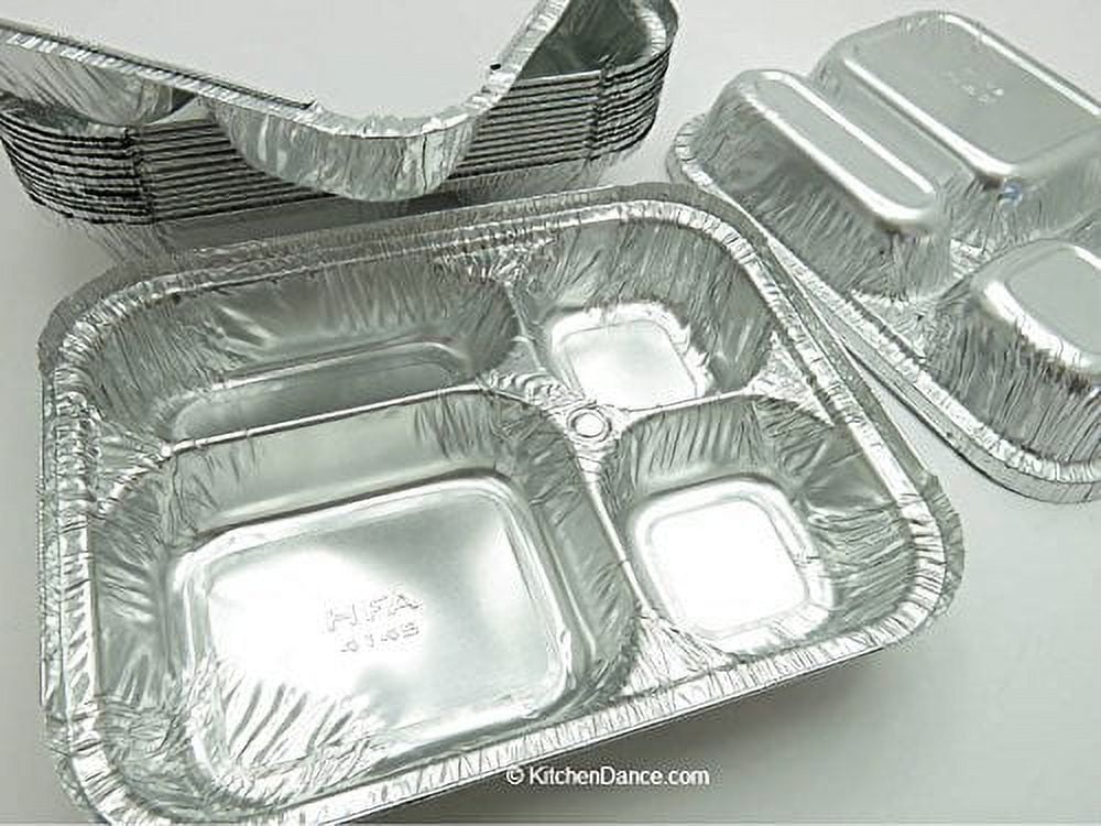 Disposable Aluminum 4 Compartment T.V Dinner Trays with Board Lid by Handi- Foil #4145L (250) 