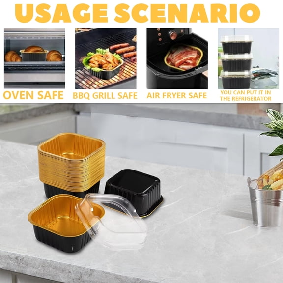 Disposable Aluminum Foil Baking Cups for Tiramisu Chocolate Desserts - Non-Stick Tin Foil Molds for Baking, Cake Pops, Pastries, Candy Making & Party Treats40-Pack