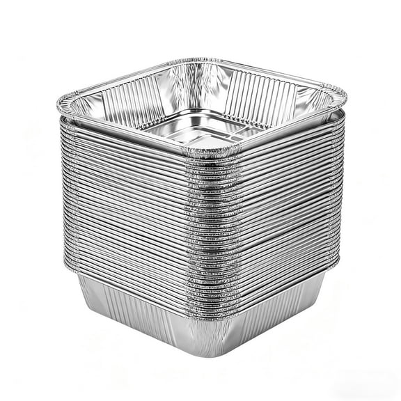 Disposable Aluminum Foil Trays 30-Pack Round Oven Roasting Pans Grease Drip Catchers For Baking Cooking Silver Small