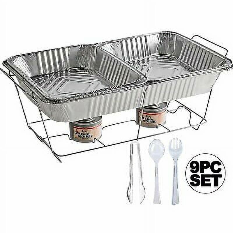 Choice 4 Piece 1/2 Size Disposable Chafer Dish Kit with a Wire Stand, Deep  Pan