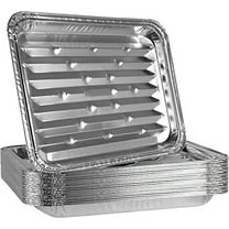 Disposable Aluminum Grill Liners Toppers Aluminum Foil Broiler Pans Durable Ribbed Grill Drip