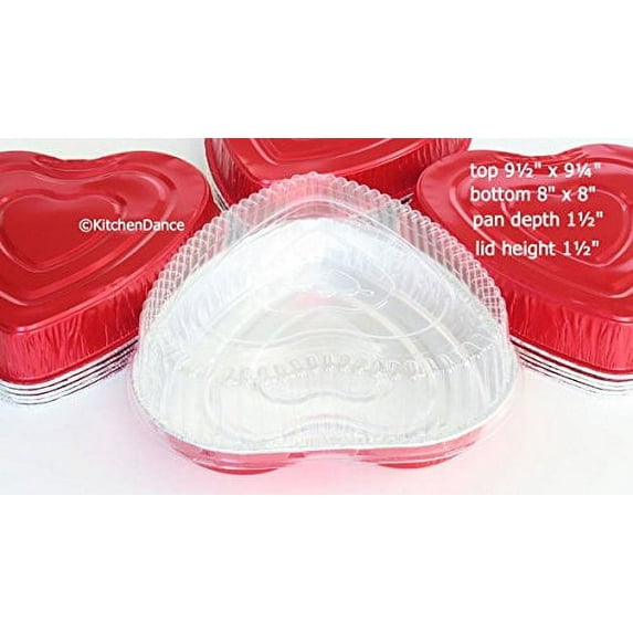 Disposable Aluminum Heart Shaped Baking/Cake Pan with Clear Plastic Lid #339P (50)
