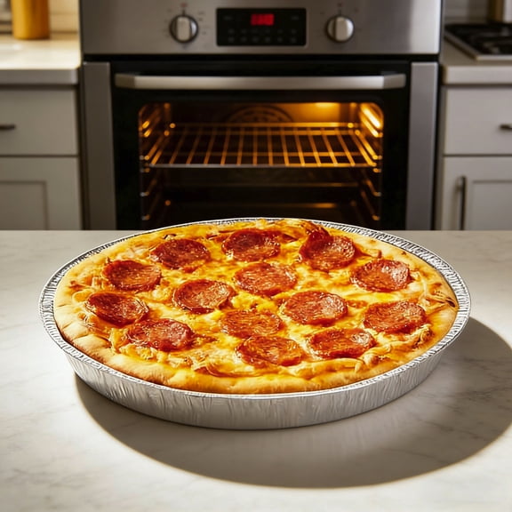 Disposable Aluminum Pizza Pans 10 Pack Round Foil Pizza Pan Trays Round Oven-Safe Foil Trays Multi-Use Bakeware for Pizza Cakes Desserts Snacks Roasting and Serving Party BBQ