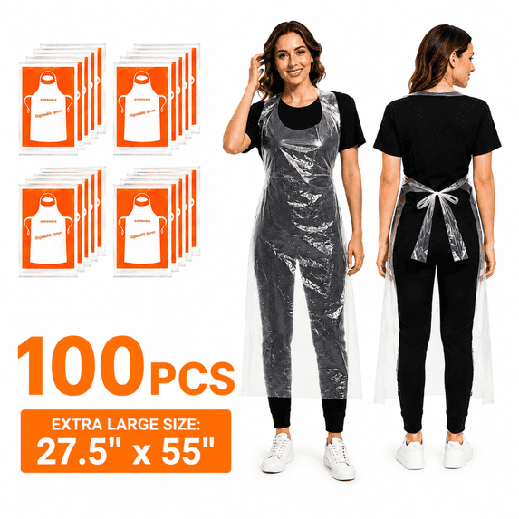 ChrumpTon, Disposable Aprons, 100 Count, Clear 27.5