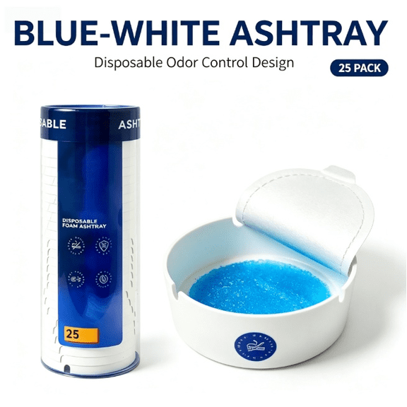 Disposable Ashtray with Deodorizing Gel, Portable Smokeless Odor Absorbing Ashtray, Mini Leakproof Ashtray for Indoor and Outdoor Use