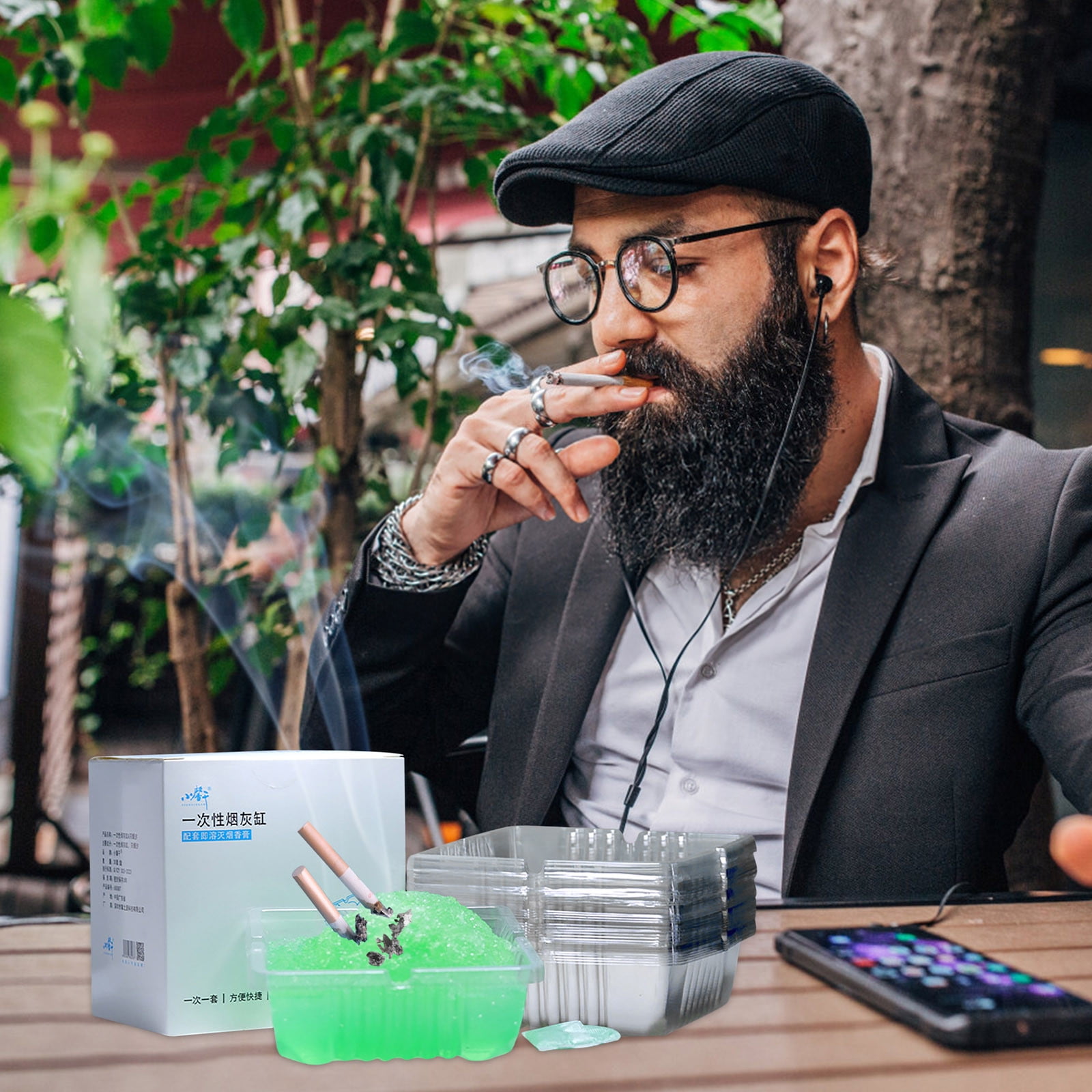 Disposable Ashtrays for Cigarettes with Ash Absorbing Balm Reduce Ash