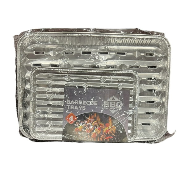 Disposable BBQ Trays, 4 pack, 2 Large + 2 Small