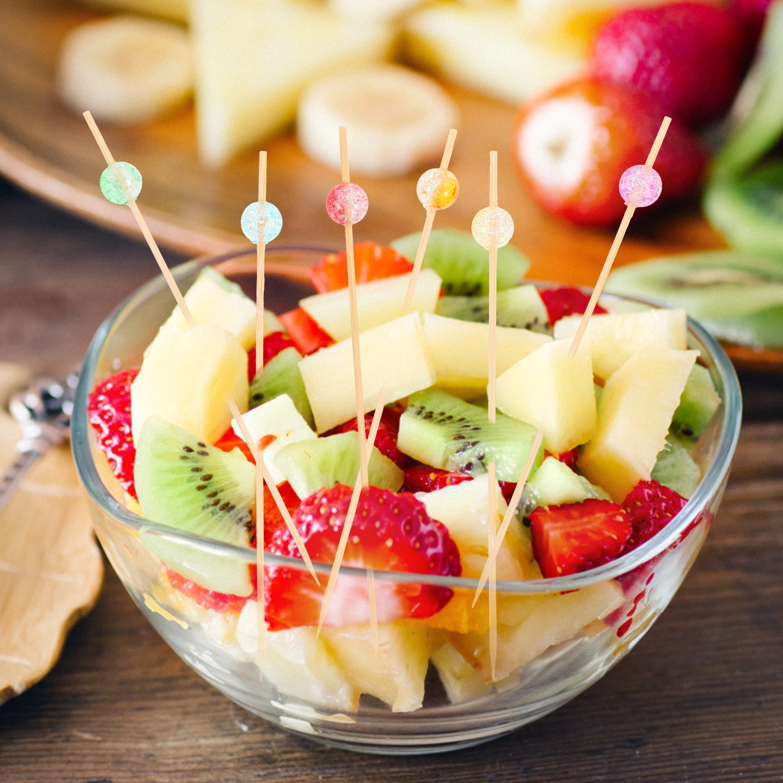 Disposable Bamboo Sticks 100pcs Unique Bead Design Bamboo Sticks