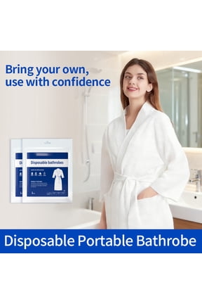 Disposable Bathrobe, 75GSM Viscose Pearl Embossed Fabric, Soft Skin-Friendly Unisex Robe for Hotel Spa Travel Home Use