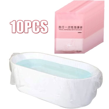 View of 10 Pack Disposable Portable Bathtub Cover Liner, Large Bathtub Liner ...