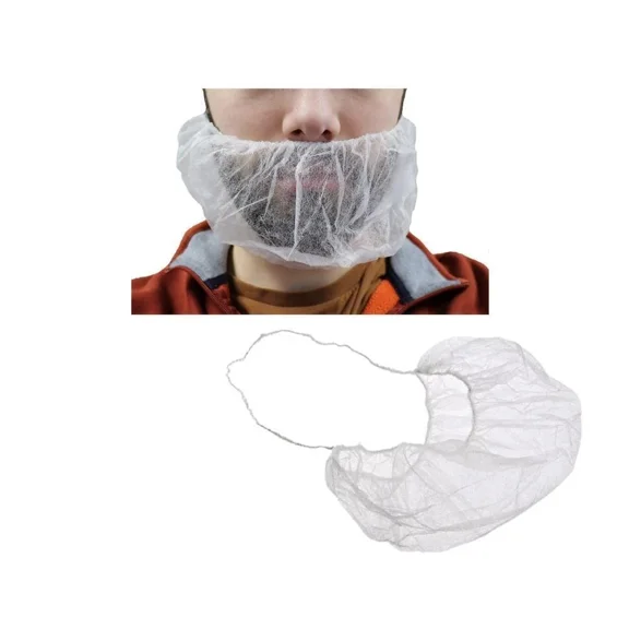 Disposable Beard Covers, Polypropylene, White Latex Free 100 Pieces