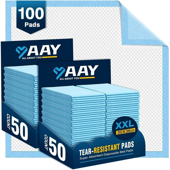Disposable Bed Pads 30"X36" (100pcs) Tear-Resistant Cloth Backing Underpads Super Absorbent Pee Pads Extra Large Premium Chucks for Adults Incontinence Pads Waterproof for Elderly, Kids or Puppy