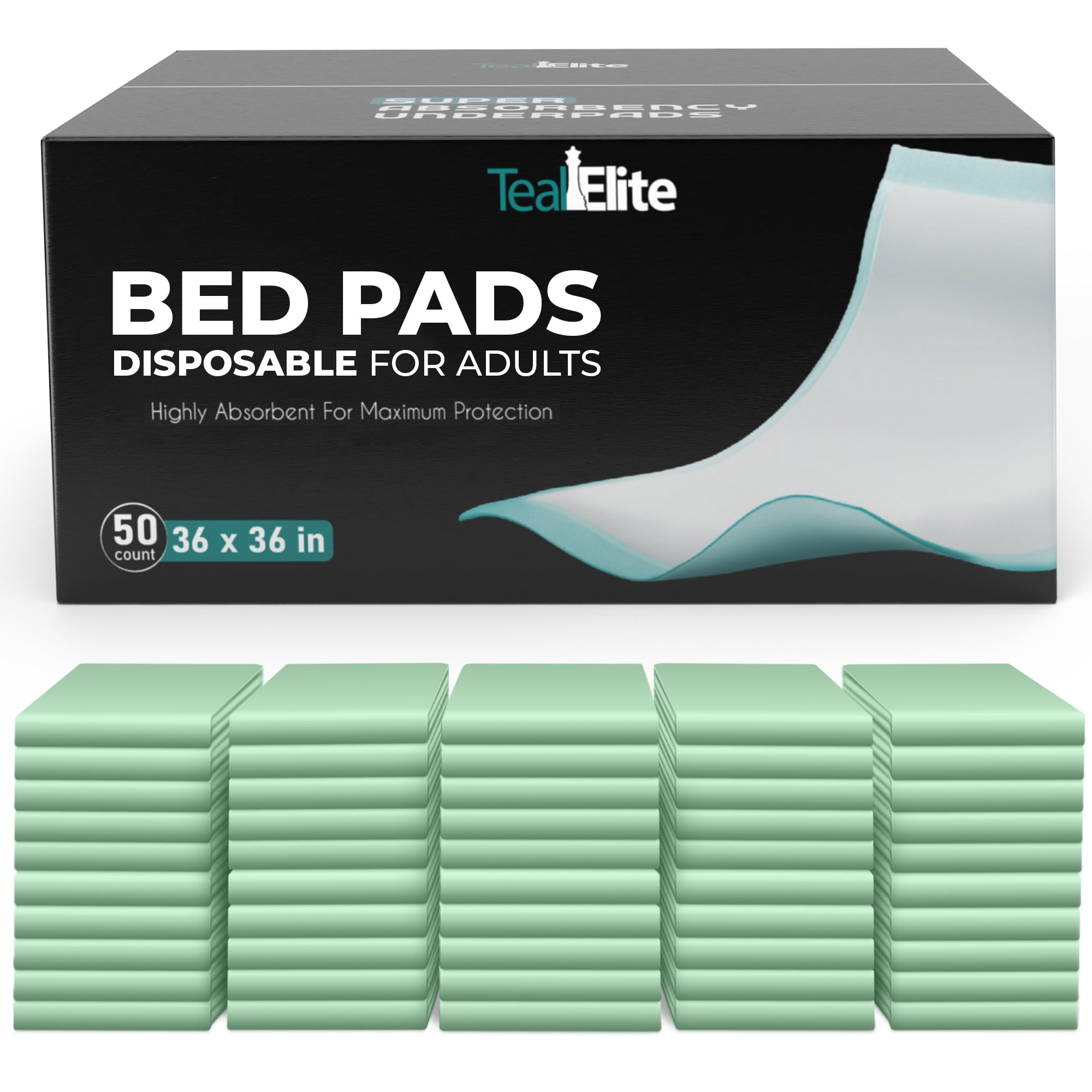 Disposable Bed Pads for Adults 36x36", 50 Count Extra Large Bed Pads